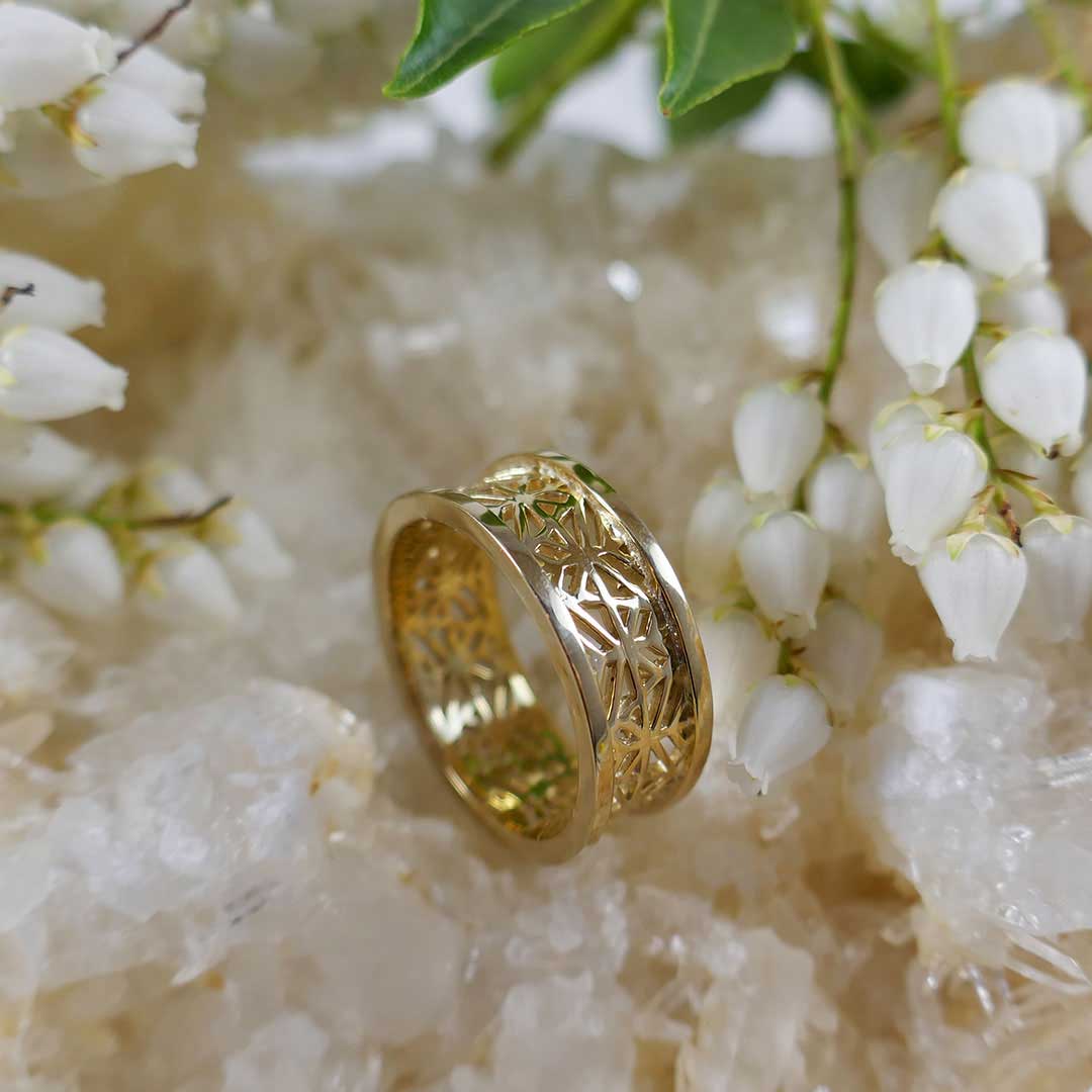 prehistoric inspired gold ring