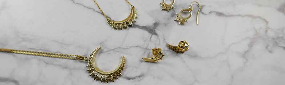 Half Moon earrings and Waning Moon necklace