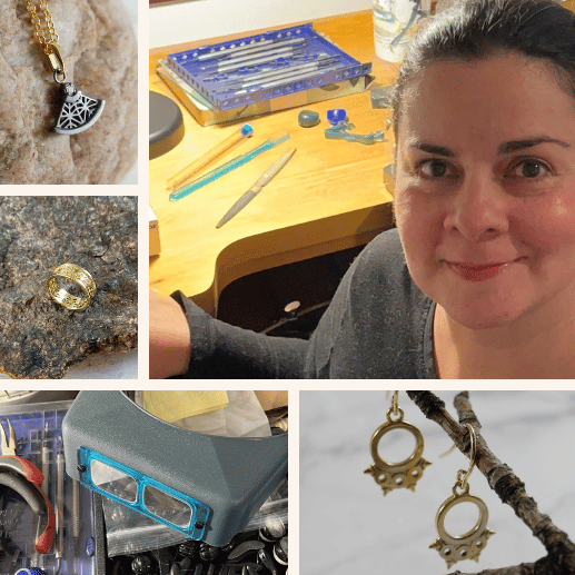 cecilia echeverri at the bench surrounded by her jewelry pieces cecilia echeverri at the bench surrounded by her jewelry pieces